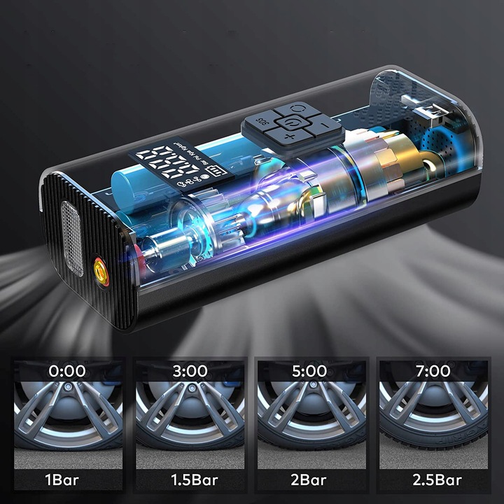 KOMPRESOR SAMOCHODOWY POMPKA DO ROWERU AKUMULATOR 6000 MAH