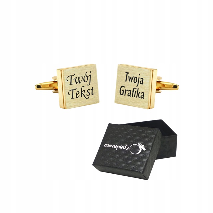 Spinki do mankietów koszuli z własną grafiką tekstem z grawerem na prezent