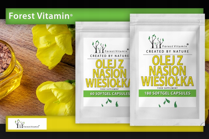 MOCNY OLEJ Z NASION WIESIOŁKA GLA 9% LA 85% + WITAMINA E 180 kapsułek