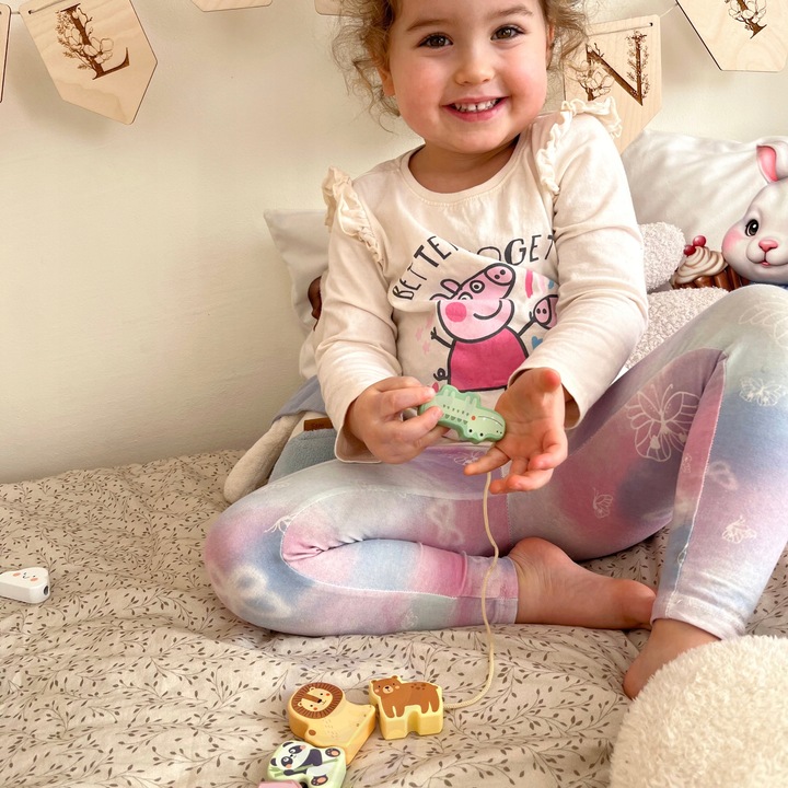 NAWLEKANKA ZOO DREWNIANA PRZEPLATANKA SZNUROWANKA KLOCKI 13 EL WOOPIE GREEN