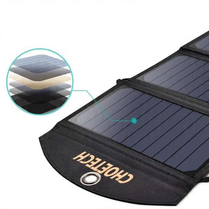 CHOETECH ŁADOWARKA SOLARNA DUŻA SKŁADANA PANEL SŁONECZNY 2xUSB POWERBANK