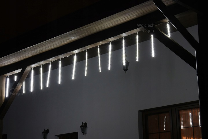 SOPLE METEORY BIAŁE ZIMNE LED LAMPKI PADAJĄCY ŚNIEG 30cm BIAŁY ZIMNY