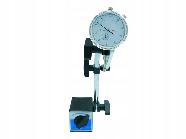 ZESTAW POMIAROWY: CZUJNIK ZEGAROWY NA STATYWIE DO SPRAWDZANIA BICIA TARCZ