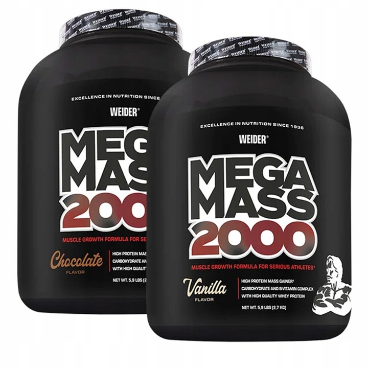 Weider Mega Mass 2000 2.7 kg Czekolada | Mass Gainer