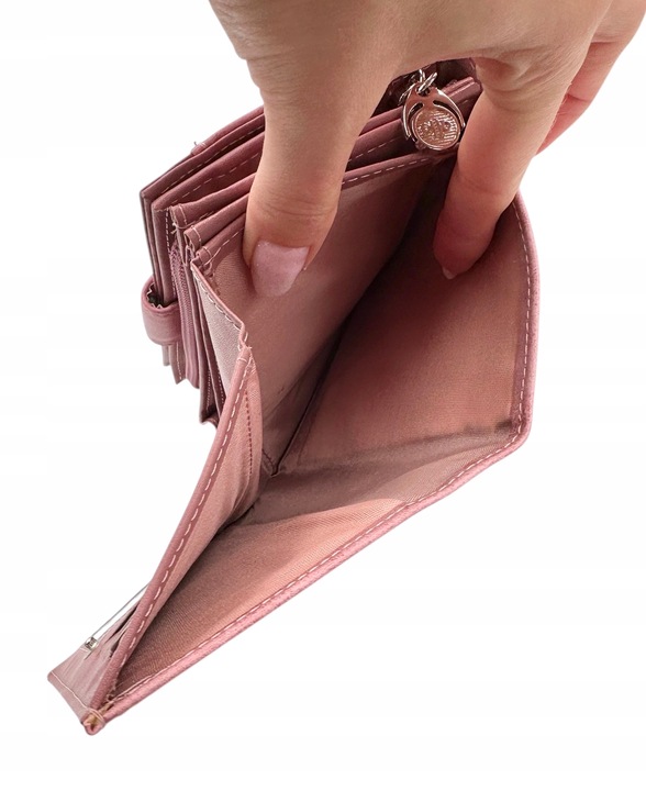 PORTFEL damski mały skórzany prezent różowy Jennifer Jones pojemny eko