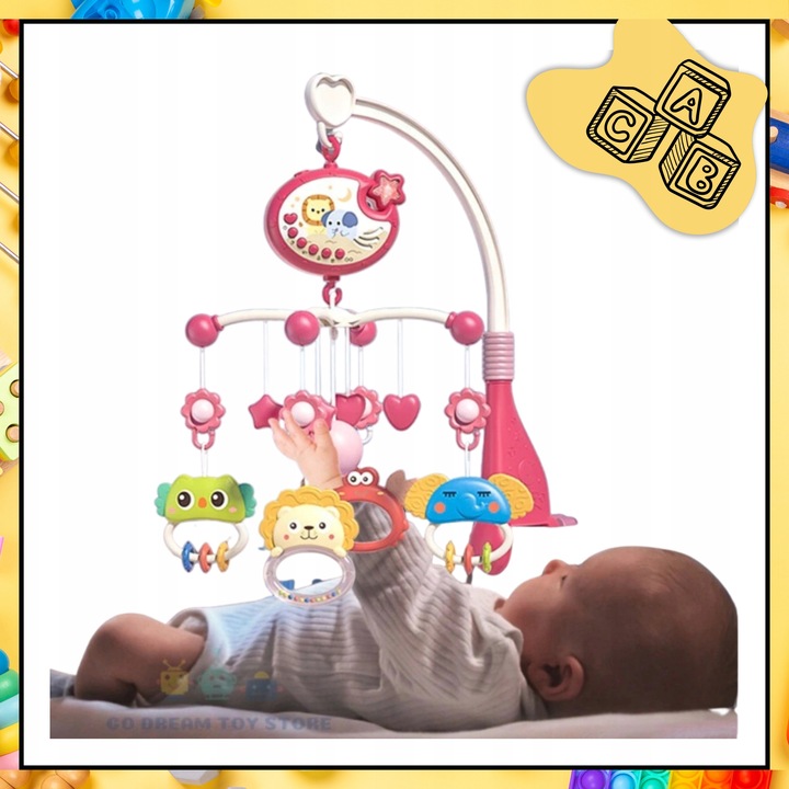 KARUZELKA DO ŁÓŻECZKA POZYTYWKA PROJEKTOR REGULACJA GŁOŚNOŚCI + PILOT