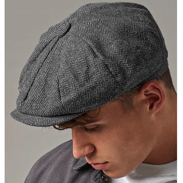 CZAPKA KASZKIET Z DASZKIEM JODEŁKA STYL RETRO SZARY ELEGANCKI UNISEX L/XL