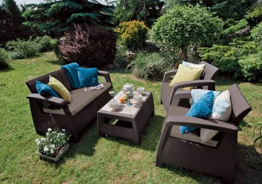 MEBLE OGRODOWE CORFU SET ZESTAW TECHNORATTAN. BRĄZ