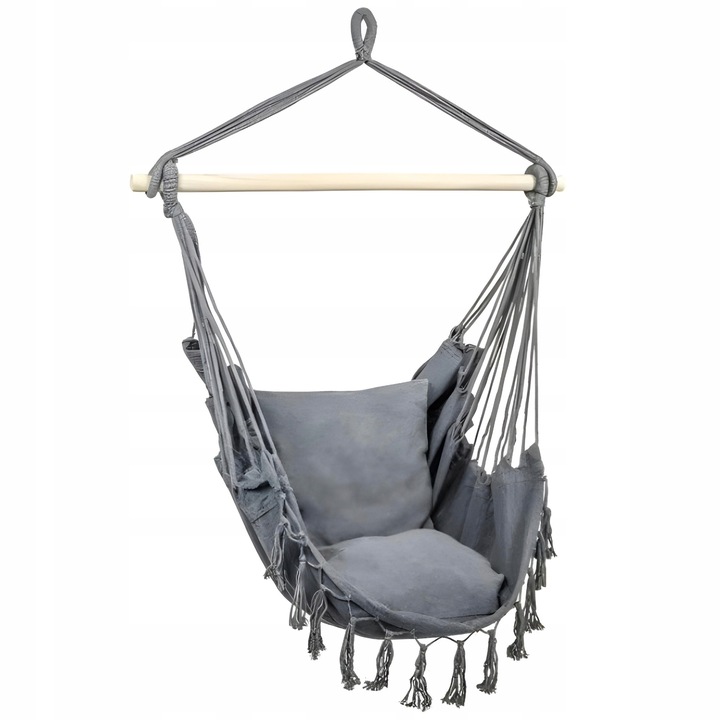 KRZESŁO BRAZYLIJSKIE FOTEL WISZĄCY HAMAK HUŚTAWKA NA BALKON BOHO +PODUSZKI
