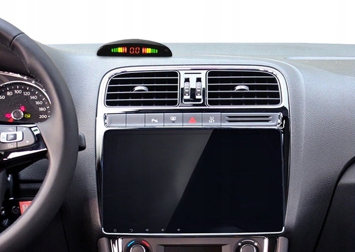 Zestaw Czujników Parkowania Cofania LED 8 Sensorów Srebrne Wyświetlacz LCD