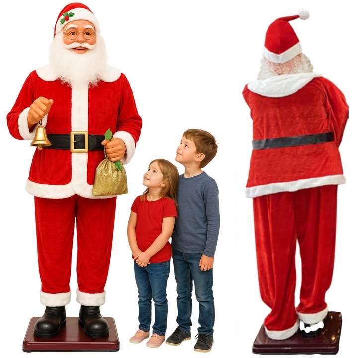 OGROMNY MIKOŁAJ 180cm FIGURA TAŃCZY ŚPIEW OZDOBA BOŻE NARODZENIE ŚWIĄTECZNA