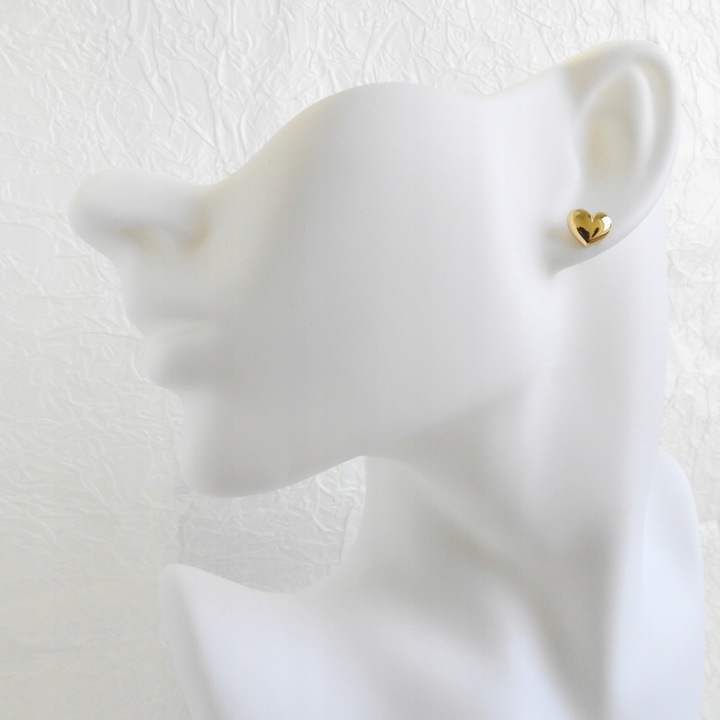 Kolczyki sztyfty serduszka srebro pozłacane pudełko gratis