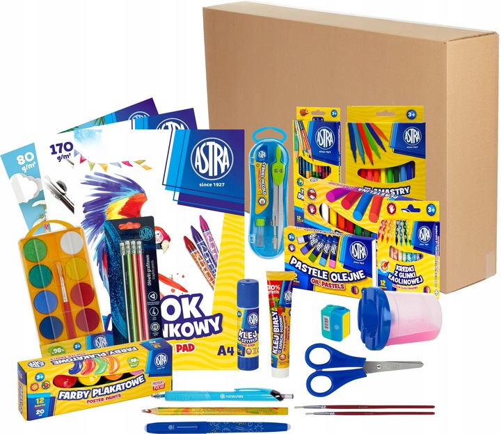 WYPRAWKA SZKOLNA ASTRA XL 22 ELEMENTY klasa 4-8+ 20x ZESZYT W KRATKĘ A5 60k