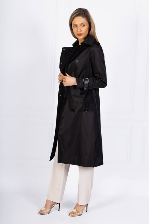 Płaszcz trencz prochowiec czarny długi s-2xl na wiosnę