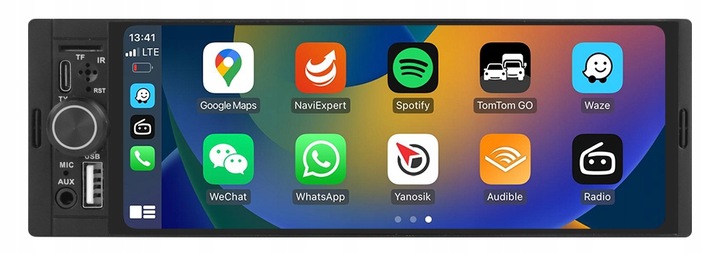 RADIO NAWIGACJA 1DIN CARPLAY ANDROID AUTO MAPY AUX BLUETOOTH