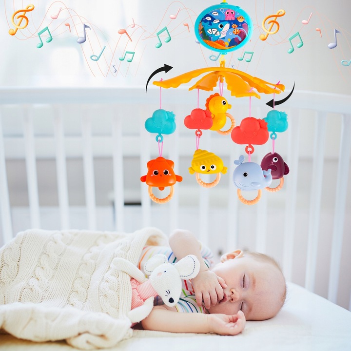 KARUZELA KARUZELKA DO ŁÓŻECZKA Z PROJEKTOREM TIMER POZYTYWKA DLA DZIECKA