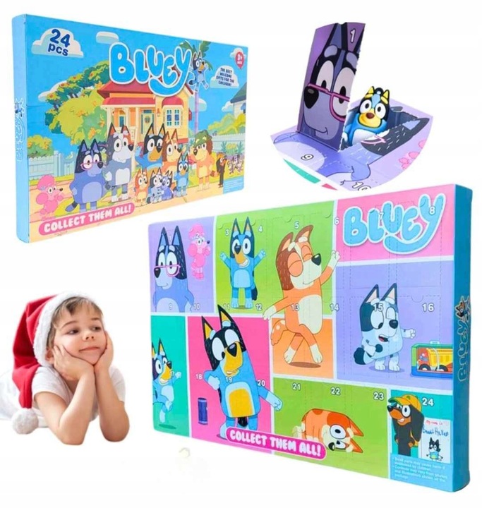 Kalendarz Adwentowy Bluey i Bingo 24sztuki Figurki
