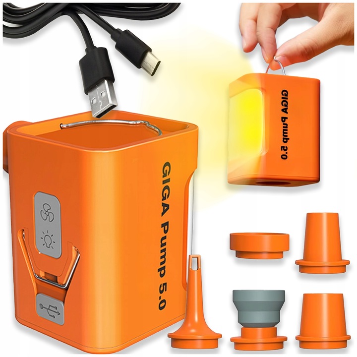 GIGA PUMP 5.0 POMPKA DO MATERCA Z LAMPKĄ 5 końcówek 260l/min 5kPa