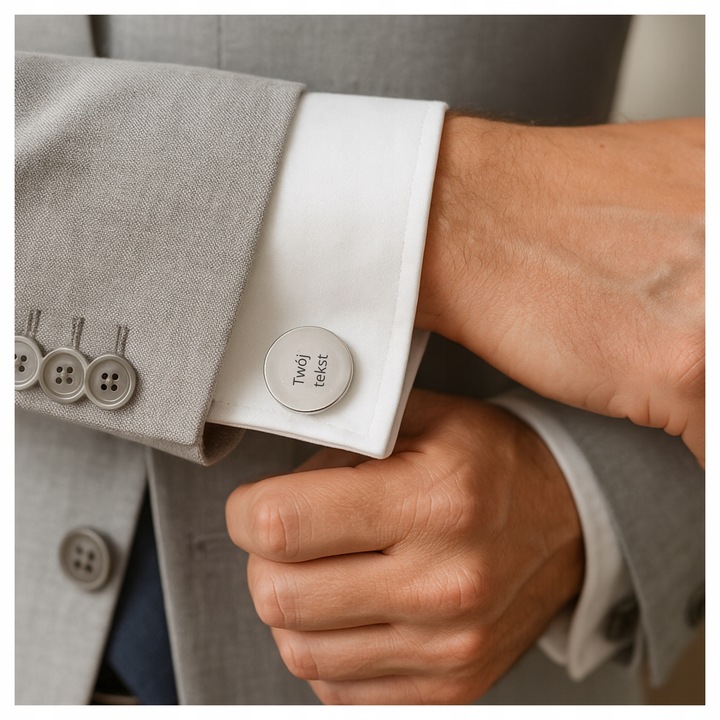 Spinki do mankietów TWÓJ TEKST TWOJA GRAFIKA ślub