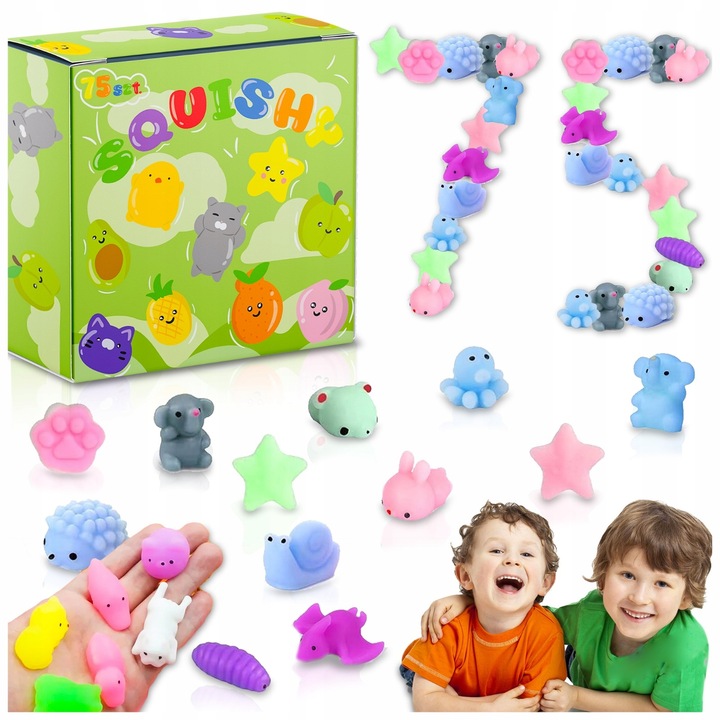 75 SZT GNIOTEK SQUISHY ANTYSTRESOWY ZABAWKA MOCHI SENSORYCZNY DLA DZIECI