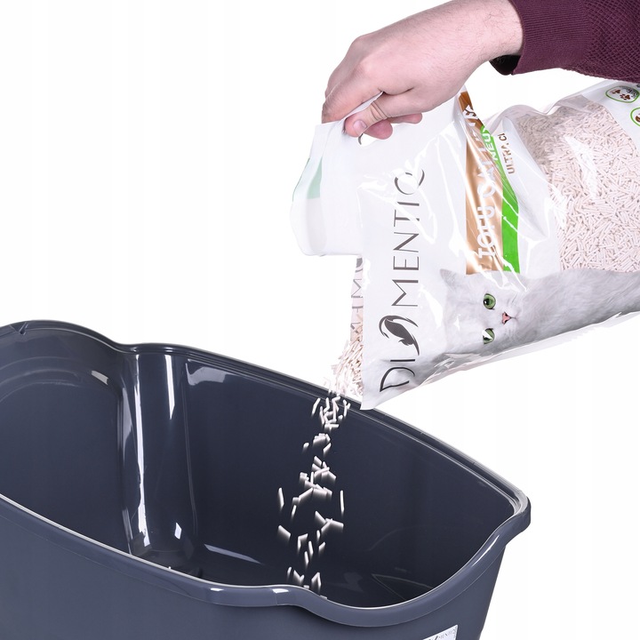 Zamknięta Duża Kuweta dla Kota na żwirek XL z filtrem grafit DIAMENTIQ