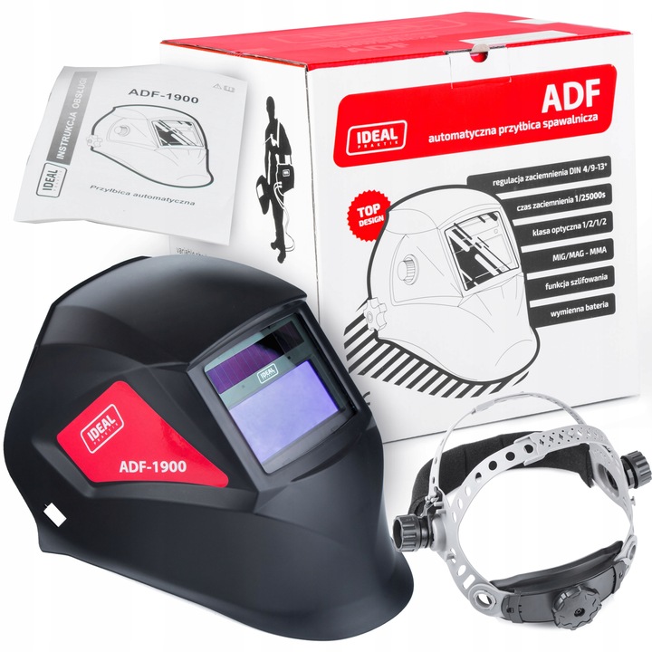 Przyłbica automatyczna Ideal ADF-1900 BLACK MIG MMA TIG SZLIFOWANIE