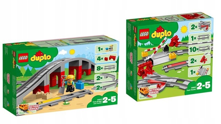 KLOCKI LEGO DUPLO WIADUKT 10872 i TORY 10882 DO POCIĄGU 10874 10875 + TORBA