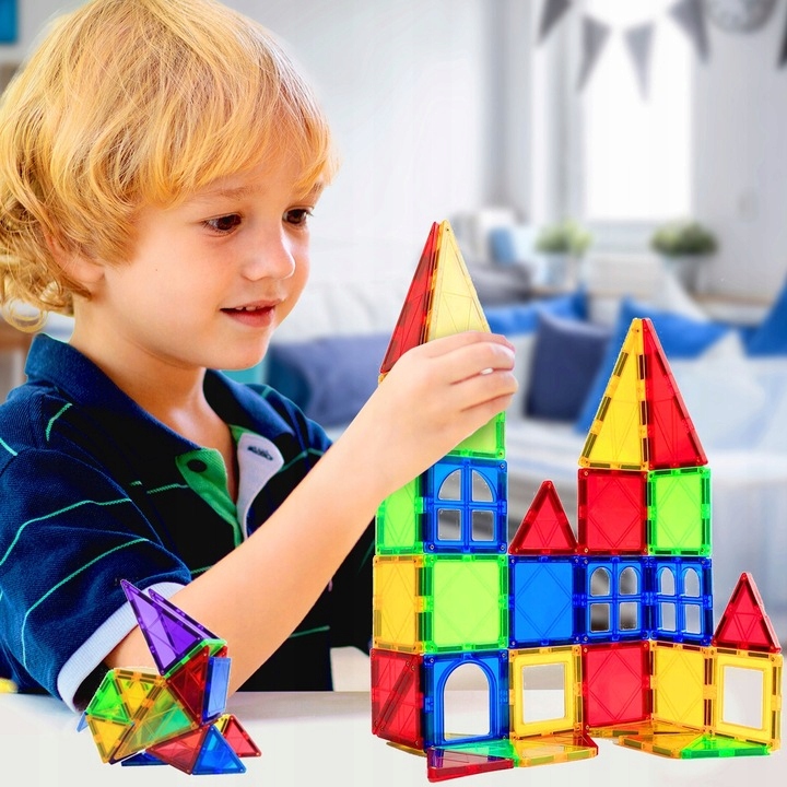 DUŻE KLOCKI MAGNETYCZNE KONSTRUKCYJNE 3D EDUKACYJNE DLA DZIECI 45 elementów