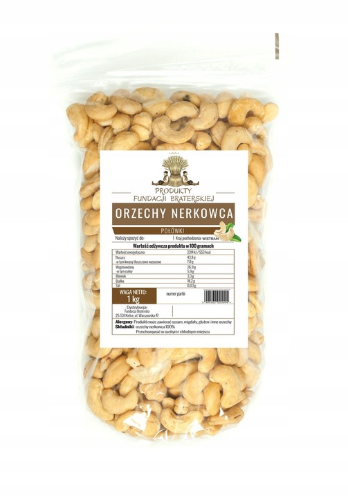 ORZECHY NERKOWCA POŁÓWKI 1000g FUNDACJA BRATERSKA