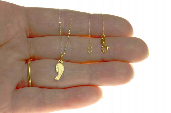 Złoty Łańcuszek z Medalikiem 585 wizerunek Matki Boskiej Na Komunię