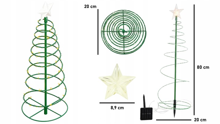 Choinka led lampki zewnętrzne ozdoba świetlna świąteczna do ogrodu 80 cm