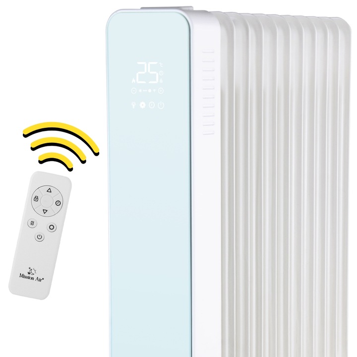 Grzejnik olejowy elektryczny Mission Air OSLO white 2500W biały WIFI TIMER