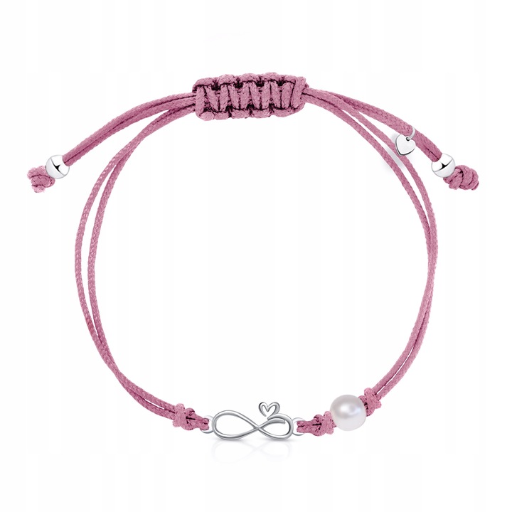 Bransoletki dla dziewczynek srebrna nieskończoność bransoletka na sznurku