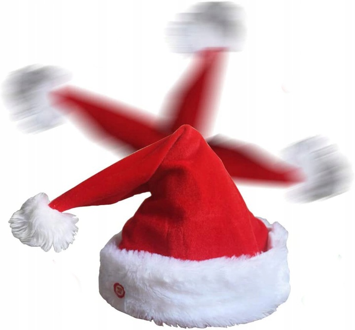 INTERAKTYWNA CZAPKA MIKOŁAJA TAŃCZĄCA GRAJĄCA ZABAWNA DEKORACJA ŚWIĄTECZNA