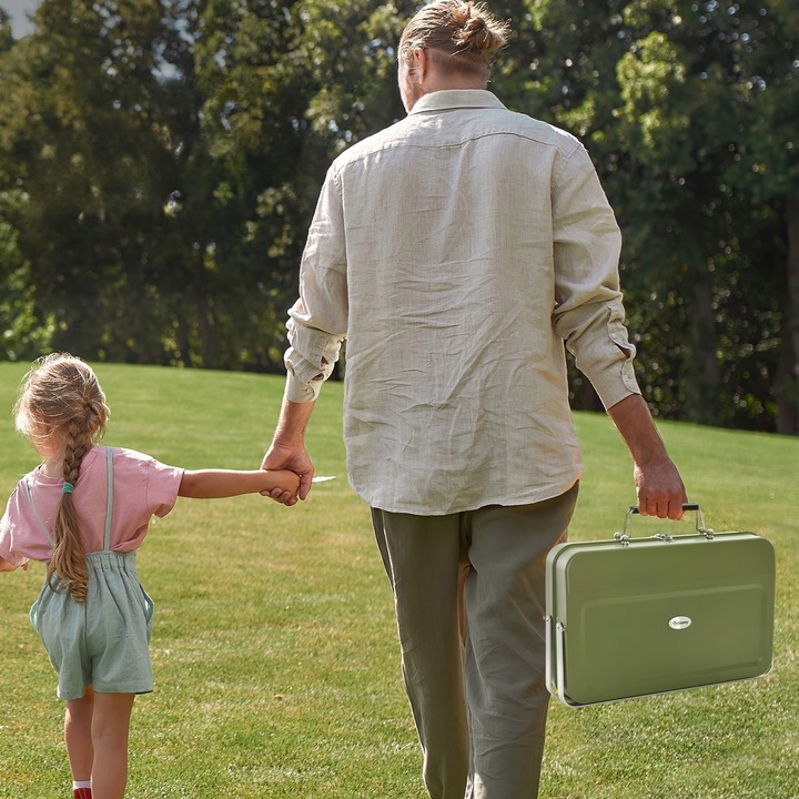 PRZENOŚNY GRILL WĘGLOWY BBQ, SKŁADANY MINI GRILL ZE STALI NIERDZEWNEJ NA