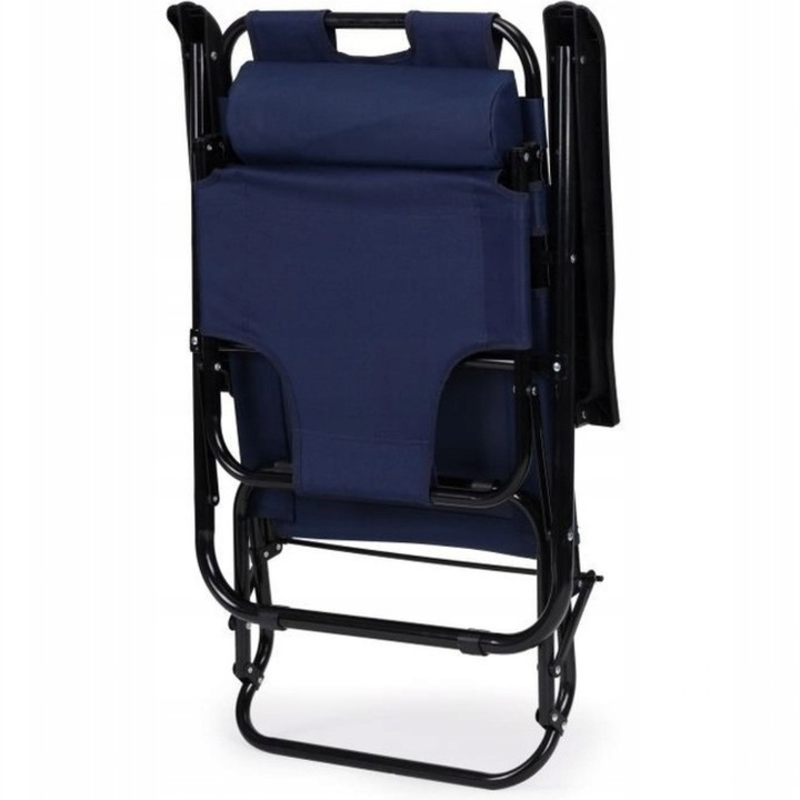 LEŻAK ogrodowy fotel plażowy tarasowy składany 3 pozycyjny granatowy leżank