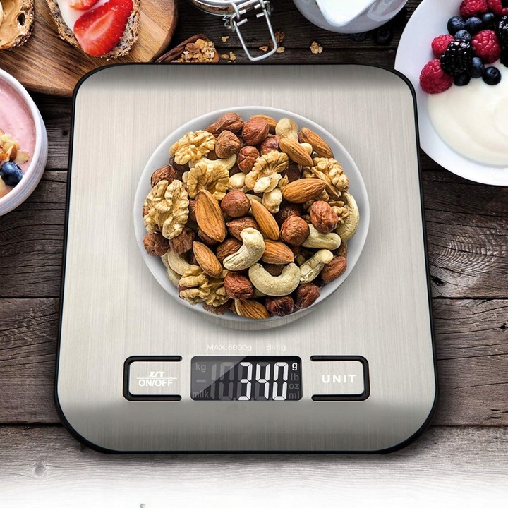 WAGA KUCHENNA ELEKTRONICZNA LCD DO 10KG OD 1G SREBRNA DOMOWA DOKŁADNA