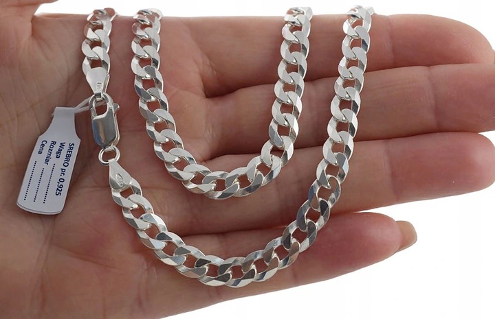 Łańcuszek Męski Srebrny 925 Pancerka Pełny Diamentowany 6,20 mm Solidny