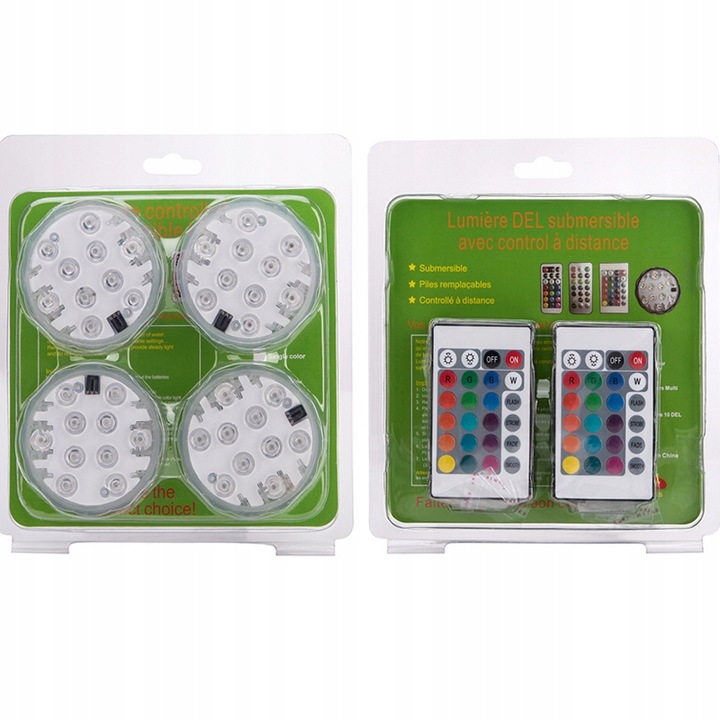 4x OŚWIETLENIE BASENU PODWODNE BASENOWE LAMPKA LED RGB Z PILOT