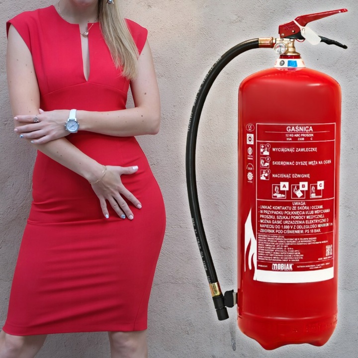 Gaśnica proszkowa 12kg ABC z wieszakiem GP12x CE, CNBOP, EN3, MED prod 2025