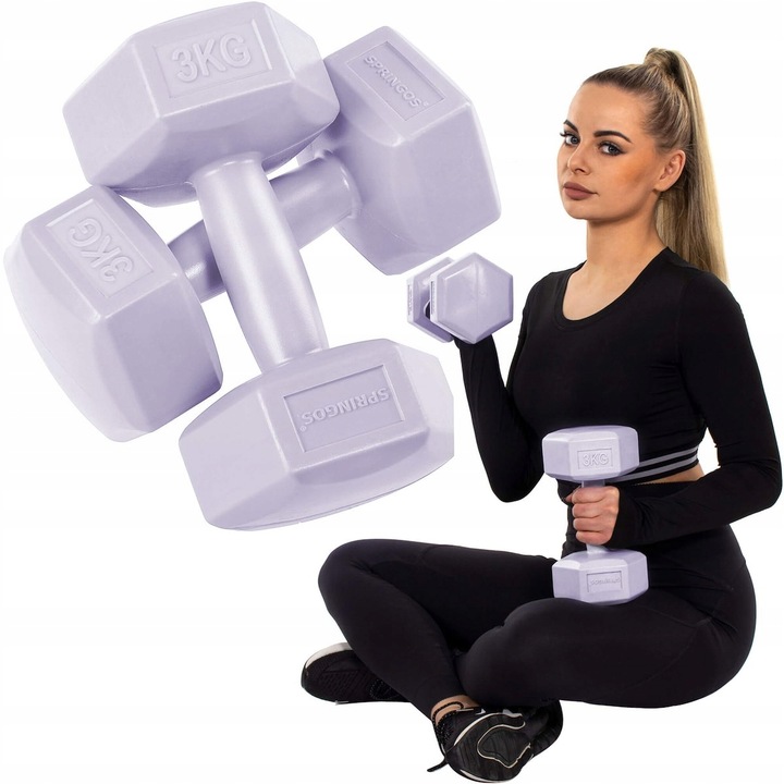 HANTLE 2x3kg ZESTAW CIĘŻARKI HANTELKI DO ĆWICZEŃ W DOMU HEKSAGONALNE
