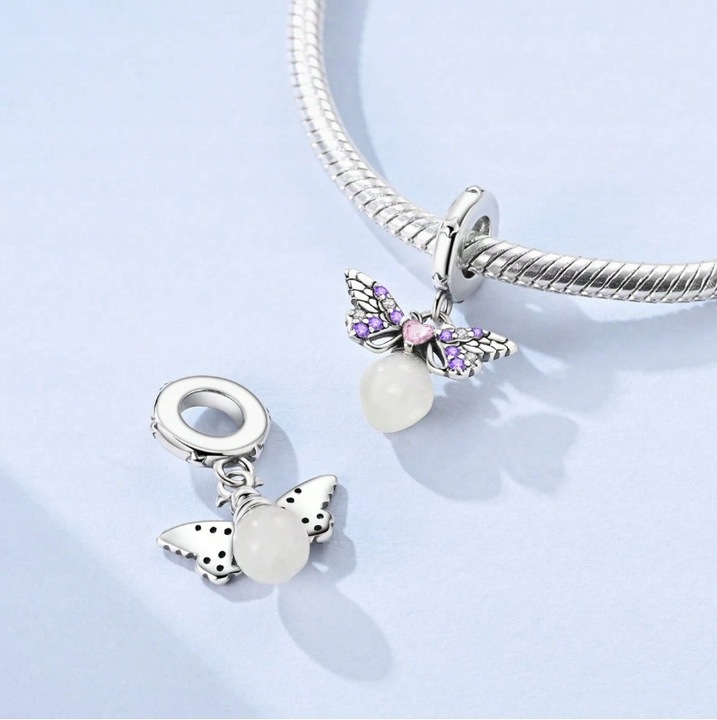 CHARMS Zawieszka Srebrna 925 ŚWIETLIK ĆMA Świeci w ciemności + PUDEŁKO