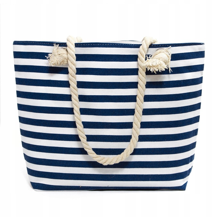 Torba Plażowa Duża Zapinana Na Zamek Torebka Shopper Na Piknik z Podszewką