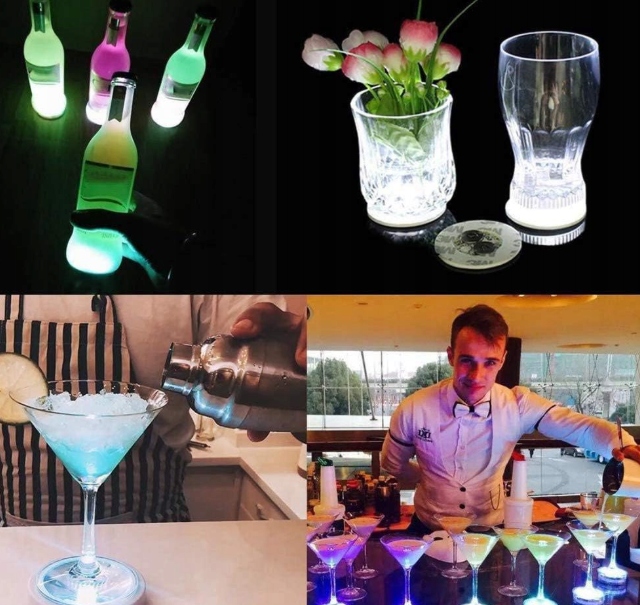 Podstawka Naklejka LED pod Butelkę Szklankę Kubek Zestaw 10 szt.