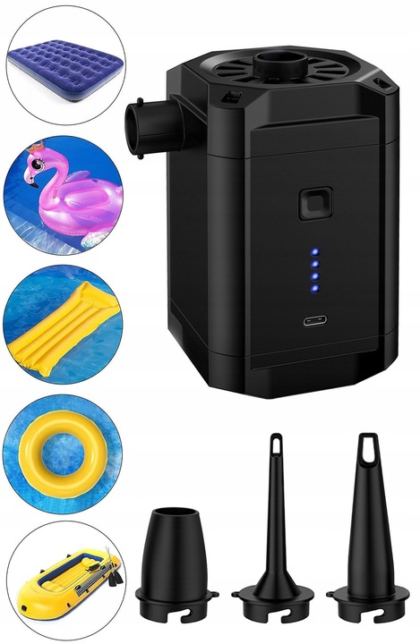 Elektryczna Pompka do Materaca Pontonu Basenu Akumulatorowa USB - typ C