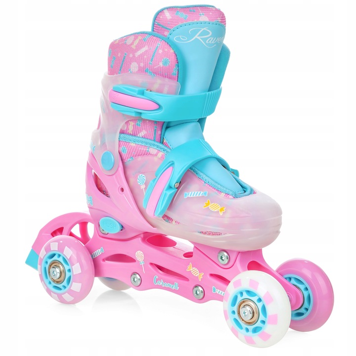 Rolki Wrotki Regulowane 3w1 RAVEN Caramell 26-29 Kółko LED