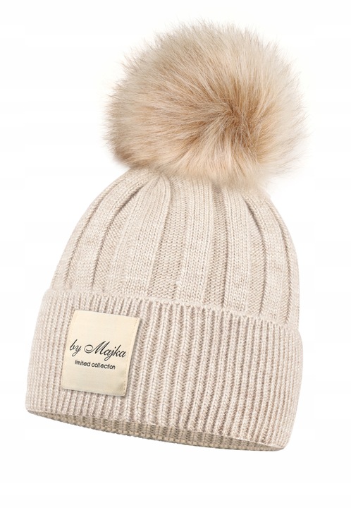 Majka Czapka Damska Z Pomponem Jesienna Zimowa