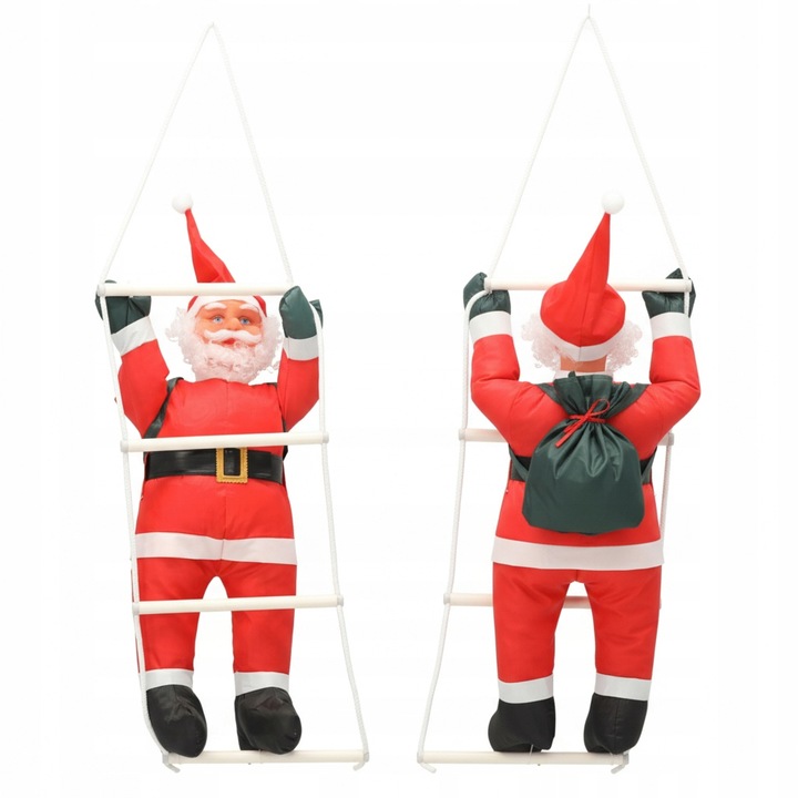 DEKORACJA ŚWIĄTECZNA MIKOŁAJ WCHODZĄCY PO DRABINIE 60 CM na taras balkon
