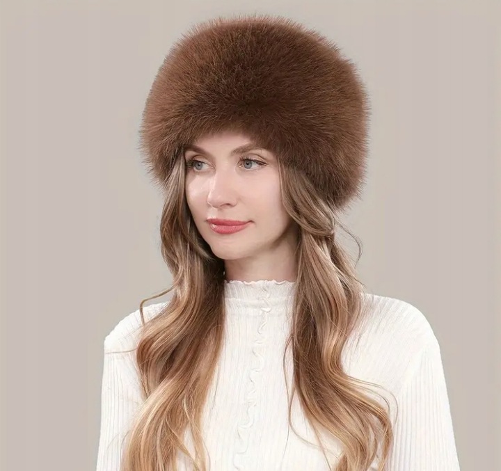 CZAPKA DAMSKA ZIMOWA CIEPŁA FUTRZANA MODNA ELEGANCKA FUTERKOWA TOCZEK