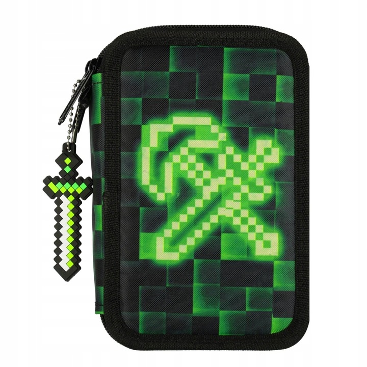 PIÓRNIK SZKOLNY TRZYKOMOROWY Z WYPOSAŻENIEM DLA CHŁOPCA PIXEL